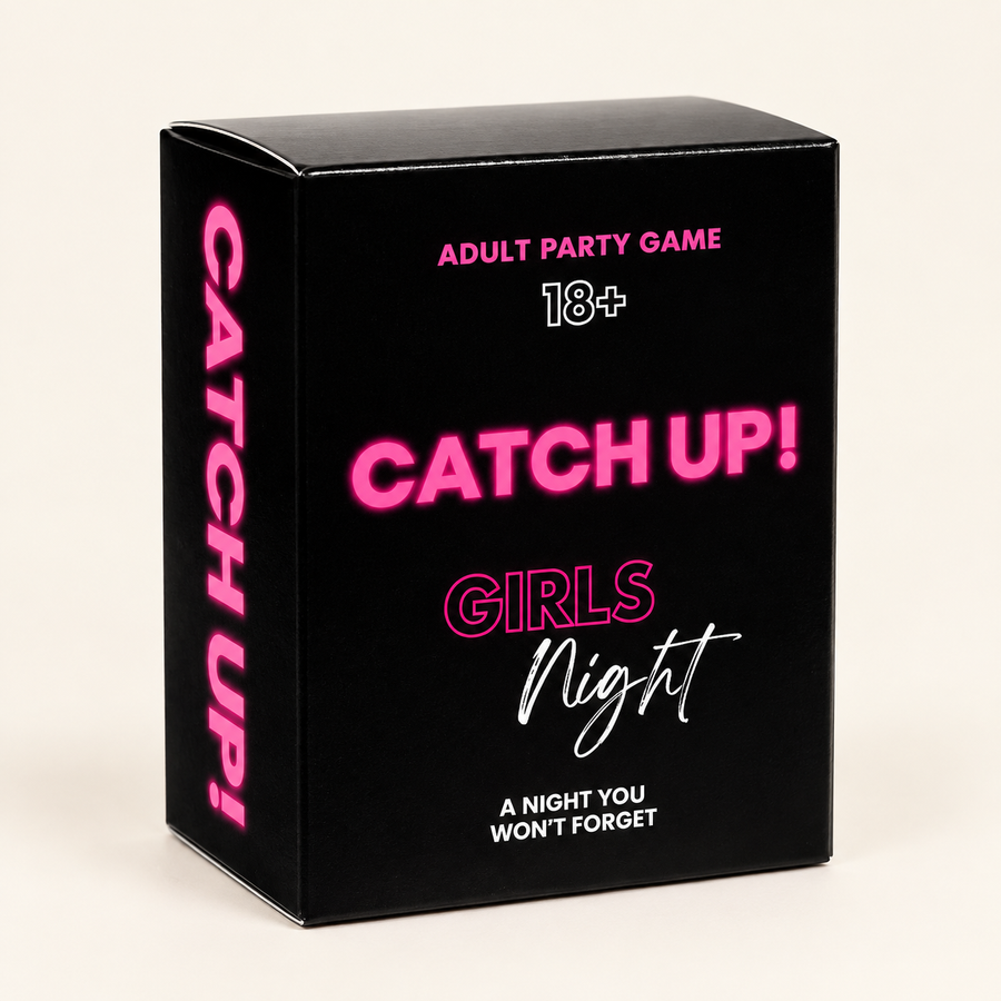 Catch Up! Girls Night card game in its original packaging on an ivory background