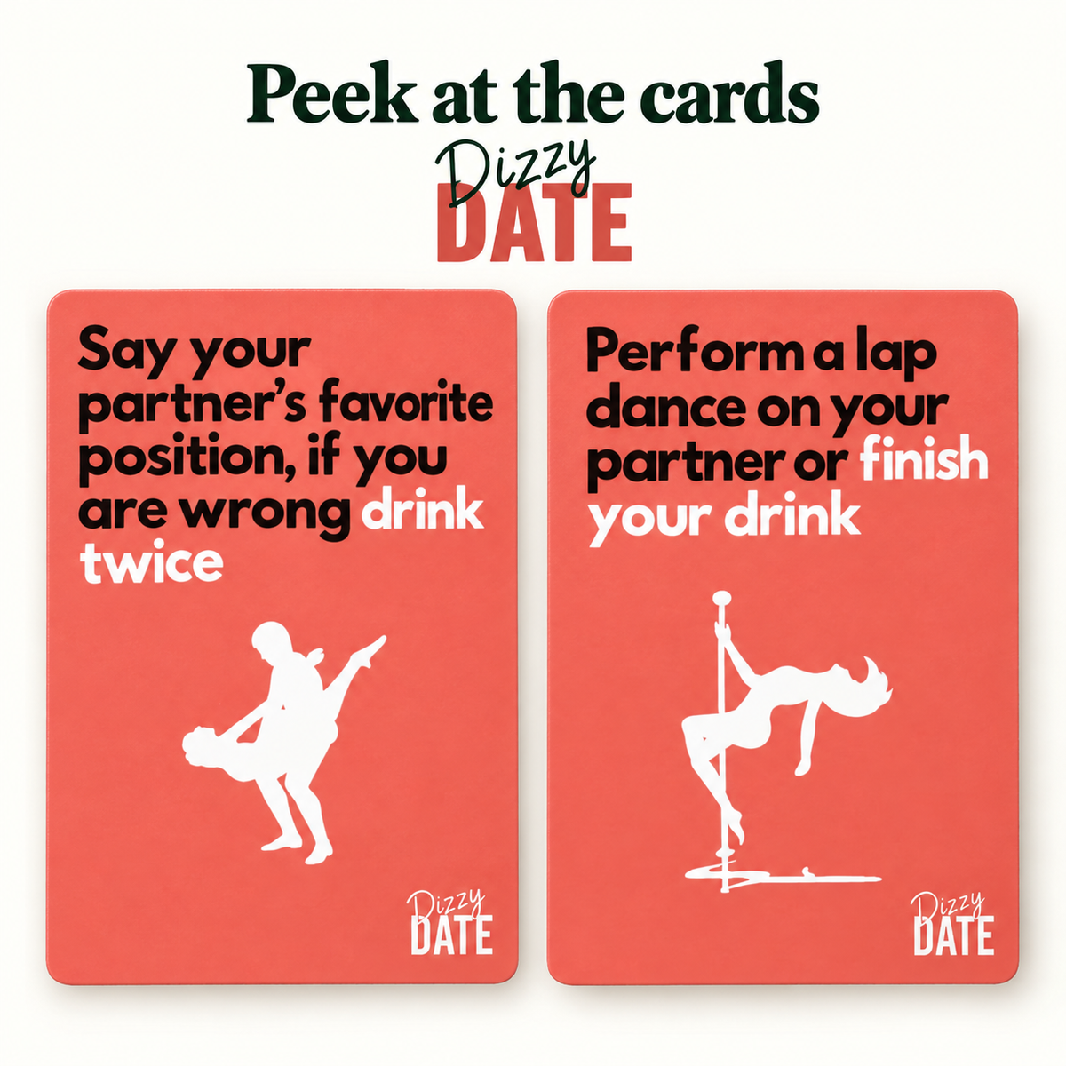 Dizzy Date — favourite-position and lap-dance cards