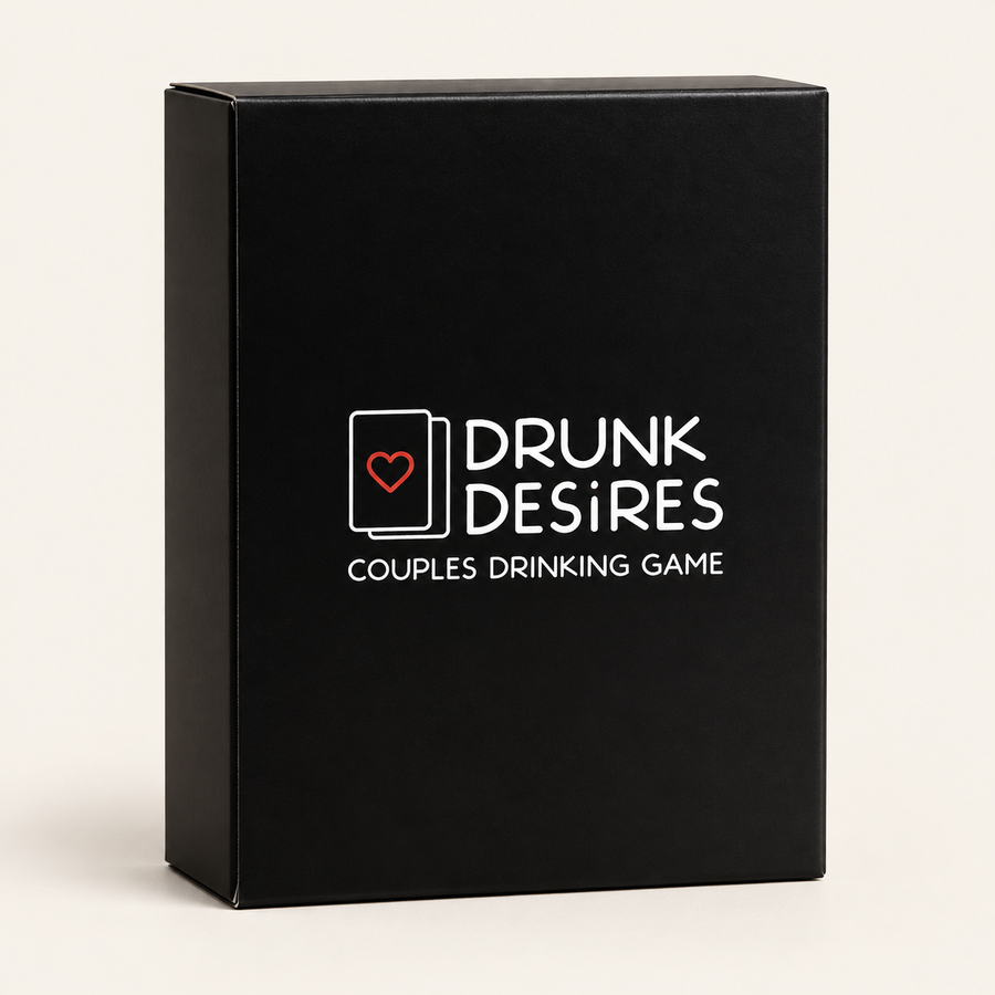 Drunk Desires card game in its original packaging on an ivory background